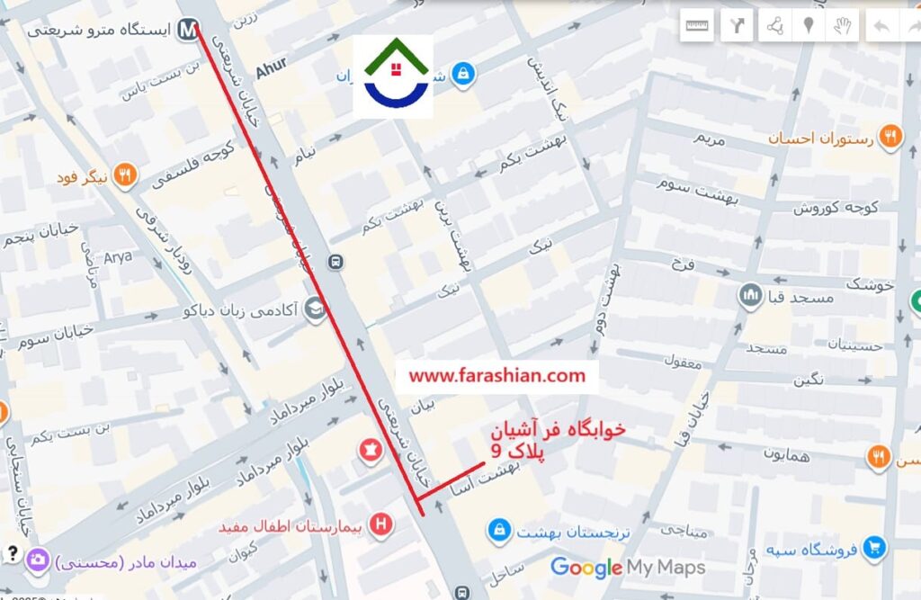 نقشه خوابگاه فراشیان